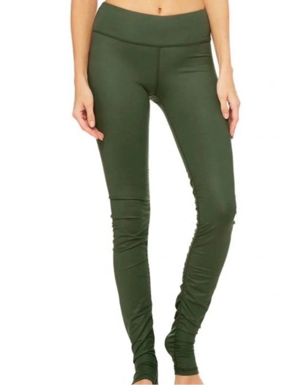 ALO Yoga Olive Green High-Rise Ruched Leggings